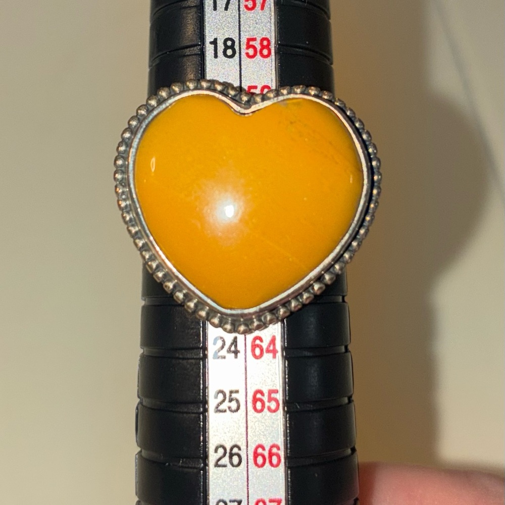 Yellow Jasper Heart Ring sz. 9.5-10